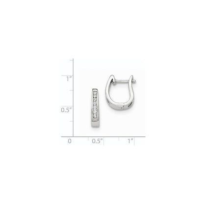 14K Weißgold Creolen mit echten Diamanten, 3 mm, mit Klappscharnier