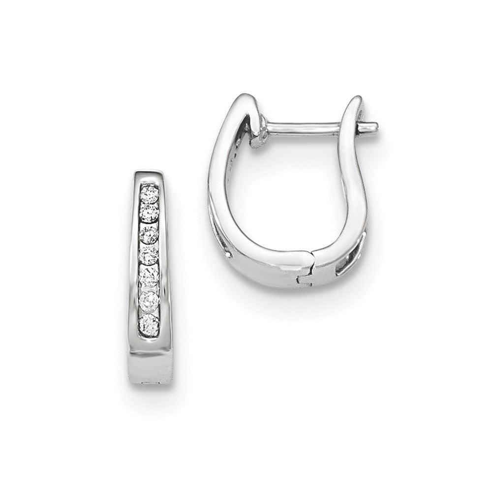 14K Weißgold Creolen mit echten Diamanten, 3 mm, mit Klappscharnier