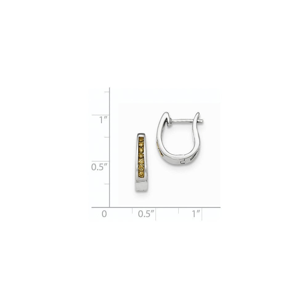 14K Weißgold Creolen mit Klappscharnier und echten Champagner-Diamanten, 3 mm