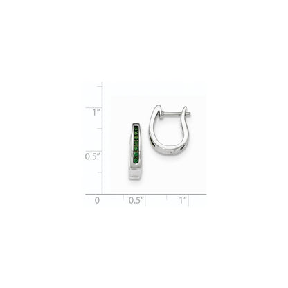 14K Weißgold Grüne Echte Diamant 3mm Creolen mit Scharnier