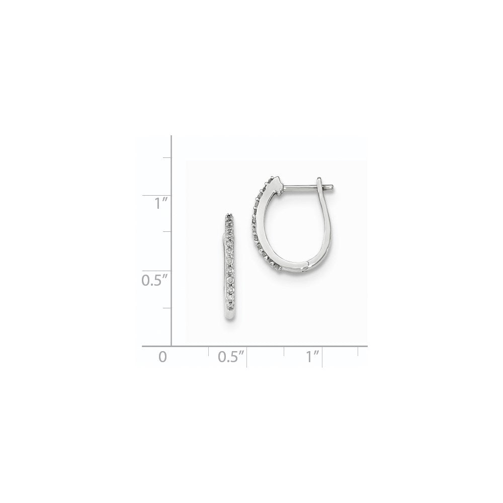 14K Weißgold Creolen mit echten Diamanten und Klappscharnier, 1,3 mm
