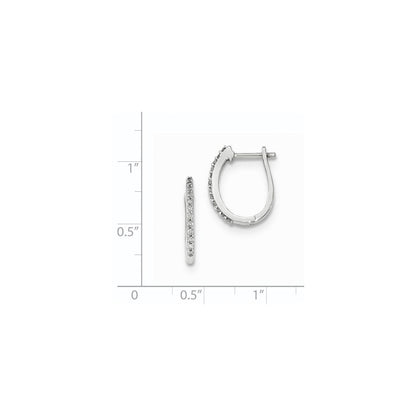 14K Weißgold Creolen mit echten Diamanten und Klappscharnier, 1,3 mm
