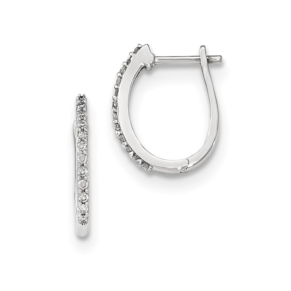 14K Weißgold Creolen mit echten Diamanten und Klappscharnier, 1,3 mm