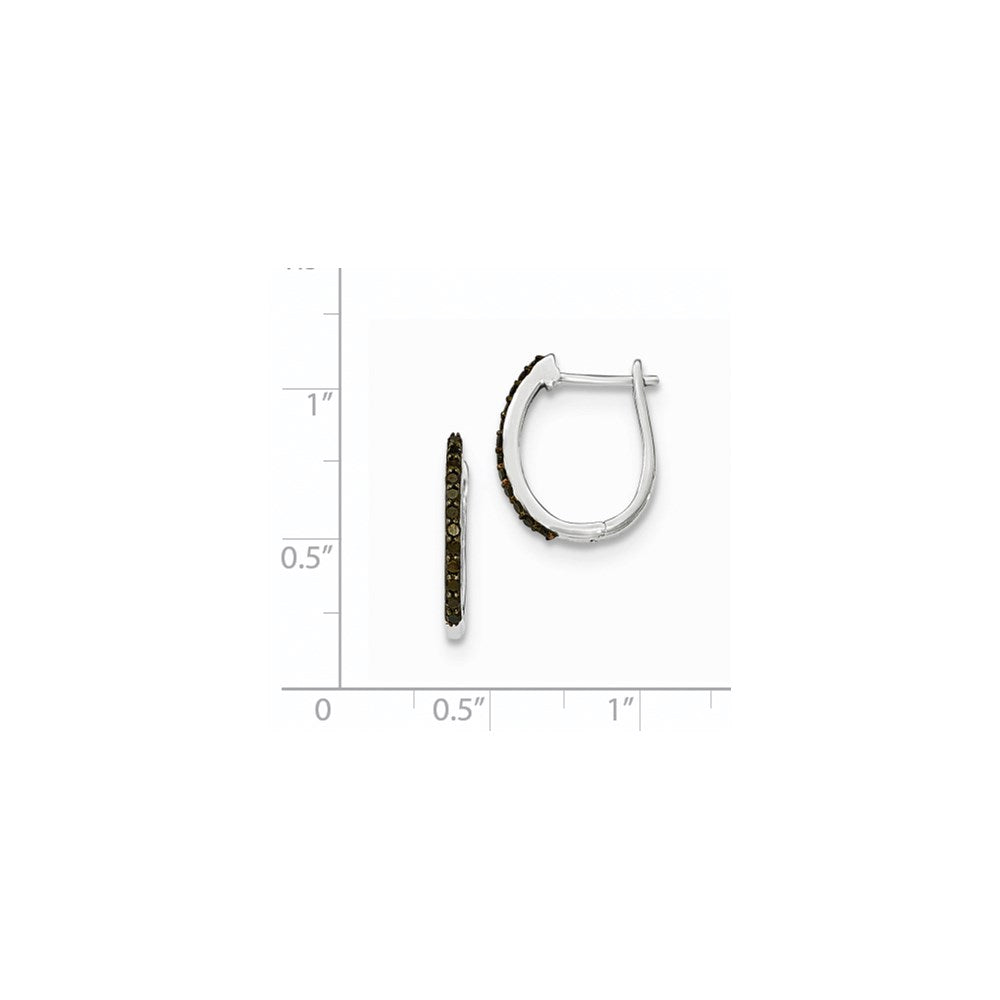 14K Weißgold Creolen mit schwarzen echten Diamanten, 1,3 mm, Klappscharnier