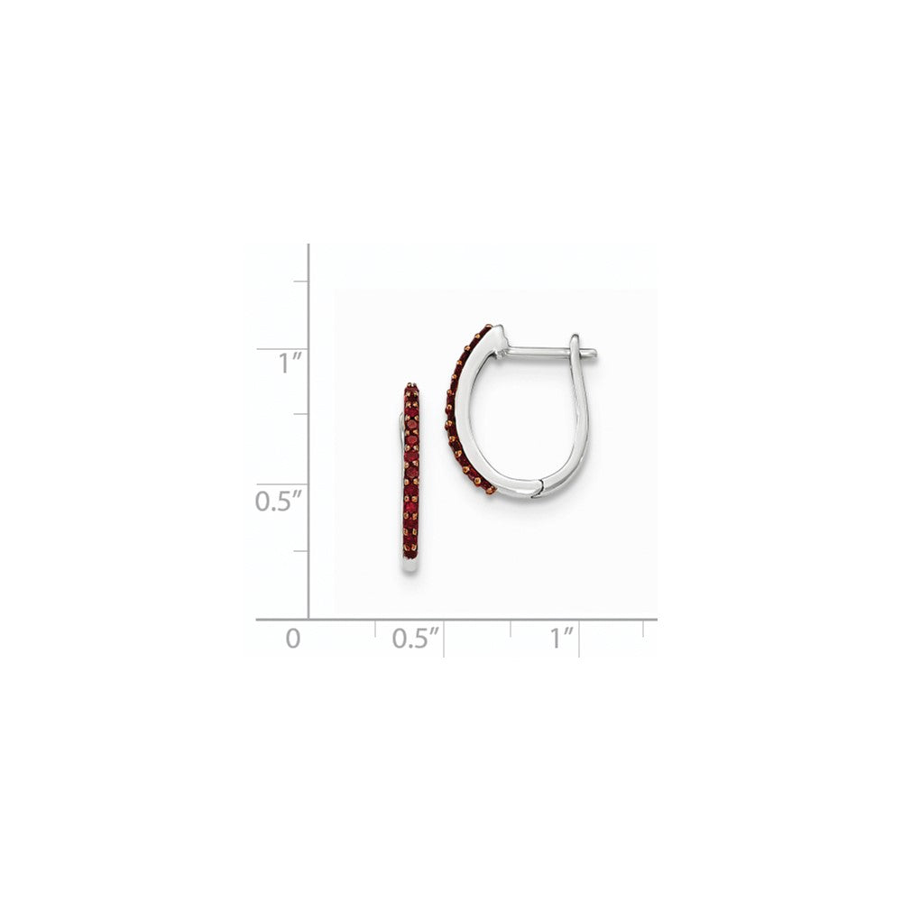 14K Weißgold Creolen mit Klappscharnier, 1,3 mm, mit roten echten Diamanten