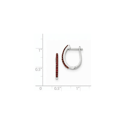 14K Weißgold Creolen mit Klappscharnier, 1,3 mm, mit roten echten Diamanten