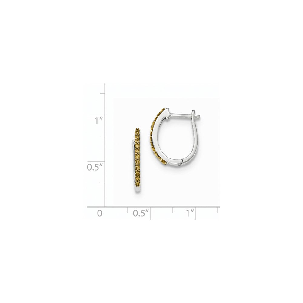 14K Weißgold Creolen mit Scharnier und echten Champagner-Diamanten, 1,3 mm