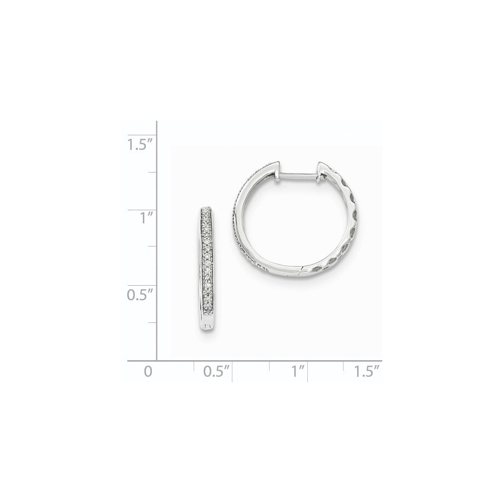 14K Weißgold Creolen mit echten Diamanten und Klappscharnier, 2 mm