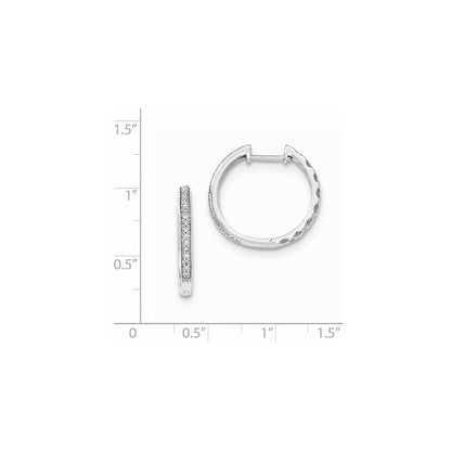 14K Weißgold Creolen mit echten Diamanten und Klappscharnier, 2 mm