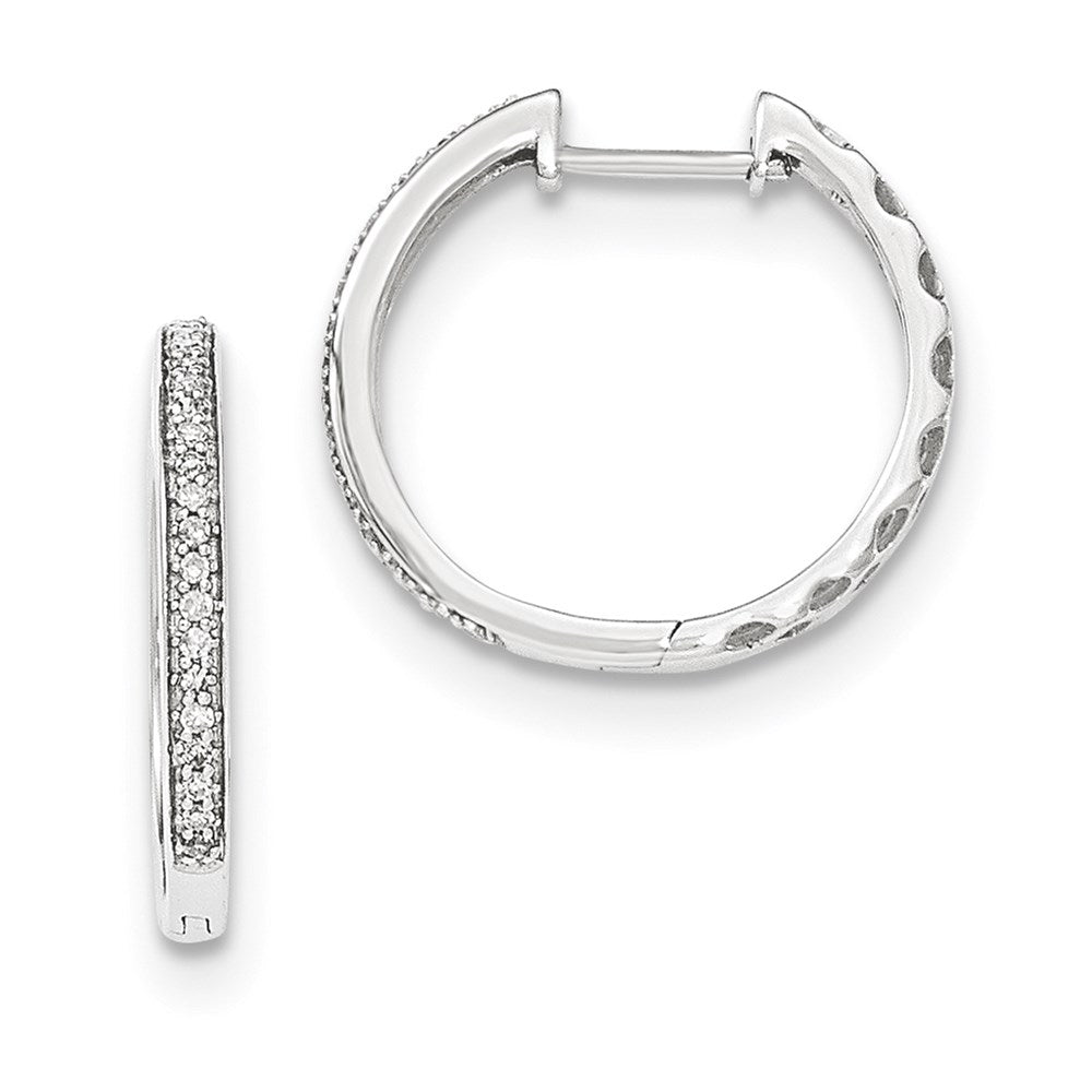 14K Weißgold Creolen mit echten Diamanten und Klappscharnier, 2 mm