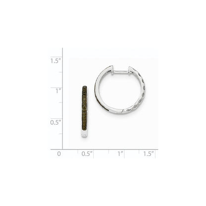 14K Weißgold Creolen mit schwarzen echten Diamanten, 2 mm, mit Klappscharnier