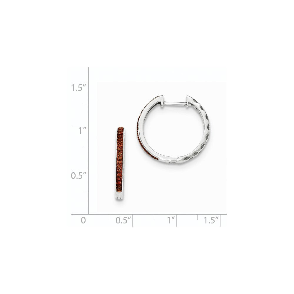 14K Weißgold Creolen mit rotem echtem Diamant, 2 mm, mit Klappscharnier