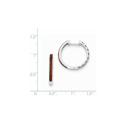 14K Weißgold Creolen mit rotem echtem Diamant, 2 mm, mit Klappscharnier