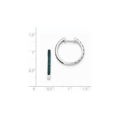 14K Weißgold Creolen mit blauen Diamanten und Klappscharnier, 2,2 mm