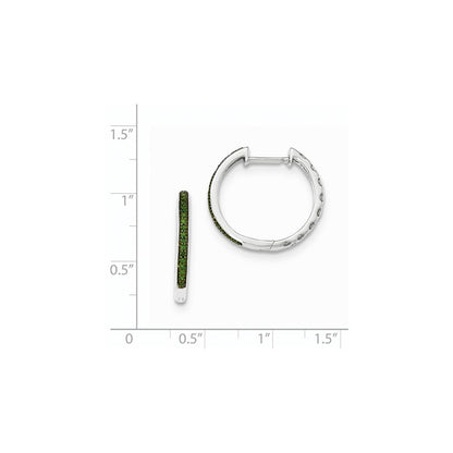 14K Weißgold Creolen mit Scharnier und grünen Diamanten, 2,2 mm
