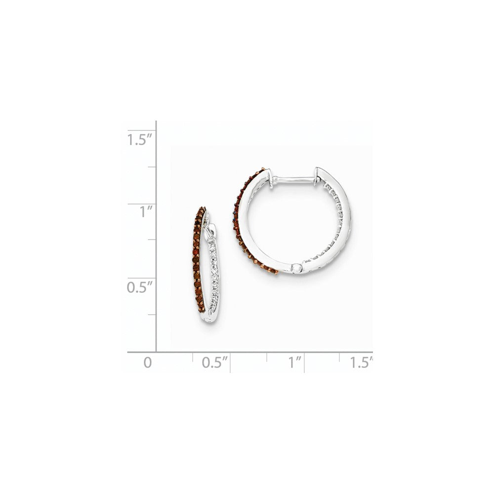14K Weißgold Rot/Weiß Innen-und-Außen-Diamant 1,2 mm Creolen mit Scharnier
