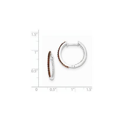 14K Weißgold Rot/Weiß Innen-und-Außen-Diamant 1,2 mm Creolen mit Scharnier