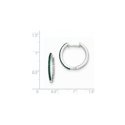 14K Weißgold Blau/Weiß Innen-und-Außen-Diamant-Scharnier-Creolen 1,2 mm