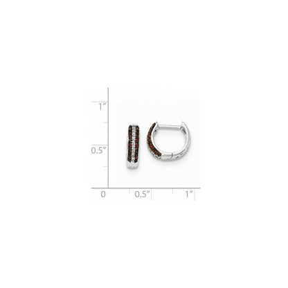 14K Weißgold Creolen mit roten, Cognac- und weißen echten Diamanten