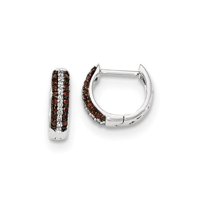 14K Weißgold Creolen mit roten, Cognac- und weißen echten Diamanten