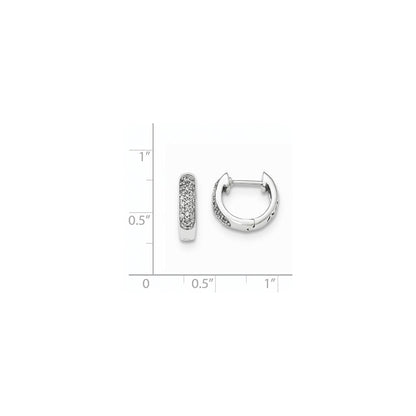 14K Weißgold Creolen mit echten Diamanten, rund, mit Scharnier