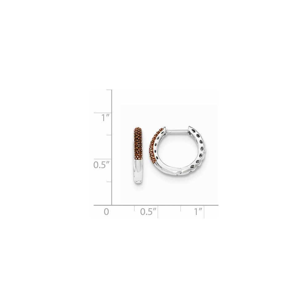 14K Weißgold Creolen mit echten roten Diamanten, 2 mm, mit Scharnier