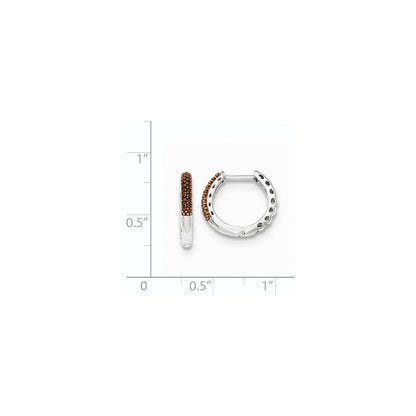 14K Weißgold Creolen mit echten roten Diamanten, 2 mm, mit Scharnier