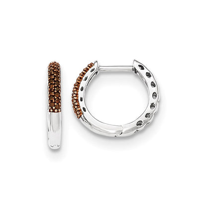 14K Weißgold Creolen mit echten roten Diamanten, 2 mm, mit Scharnier