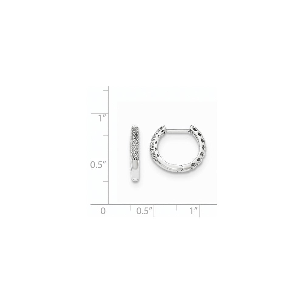 14K Weißgold Ohrringe mit echten Diamanten, 2 mm, Creolen mit Scharnier