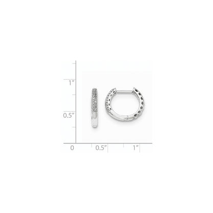 14K Weißgold Ohrringe mit echten Diamanten, 2 mm, Creolen mit Scharnier