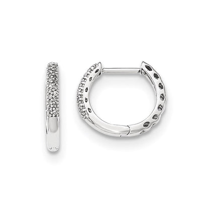 14K Weißgold Ohrringe mit echten Diamanten, 2 mm, Creolen mit Scharnier