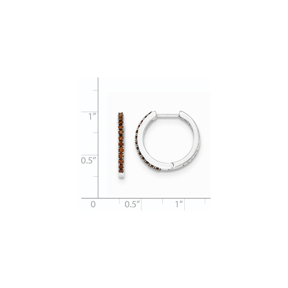 14K Weißgold Creolen mit echten roten Diamanten, 1,5 mm, mit Scharnier