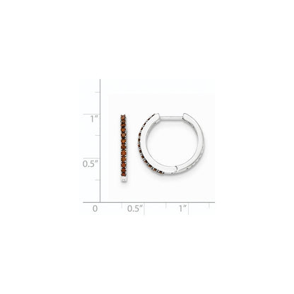 14K Weißgold Creolen mit echten roten Diamanten, 1,5 mm, mit Scharnier