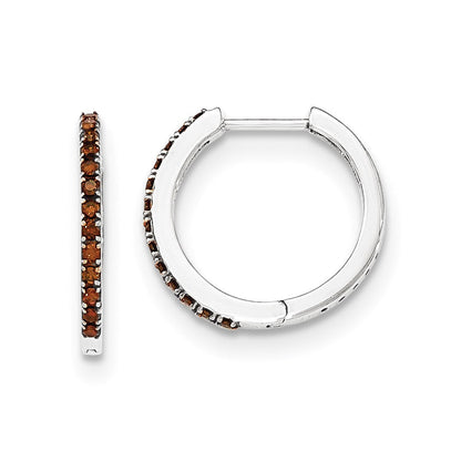 14K Weißgold Creolen mit echten roten Diamanten, 1,5 mm, mit Scharnier