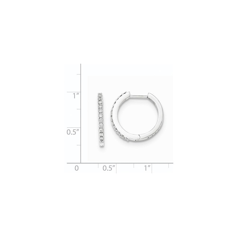 14K Weißgold Creolen mit echten Diamanten und Klappscharnier, 1,5 mm