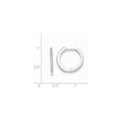 14K Weißgold Creolen mit echten Diamanten und Klappscharnier, 1,5 mm