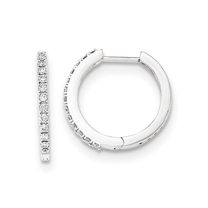 14K Weißgold Creolen mit echten Diamanten und Klappscharnier, 1,5 mm