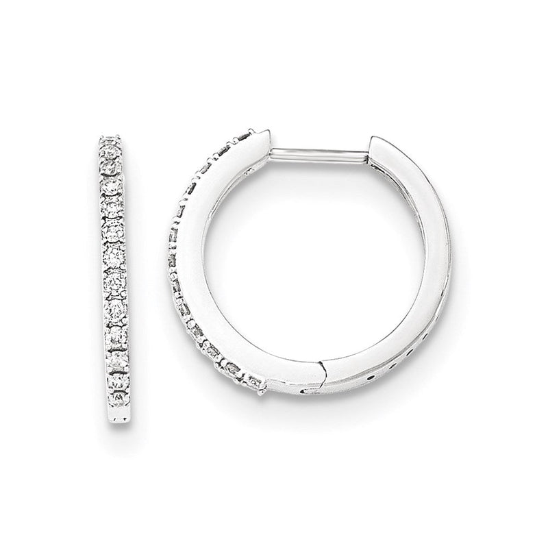 14K Weißgold Creolen mit echten Diamanten und Klappscharnier, 1,5 mm