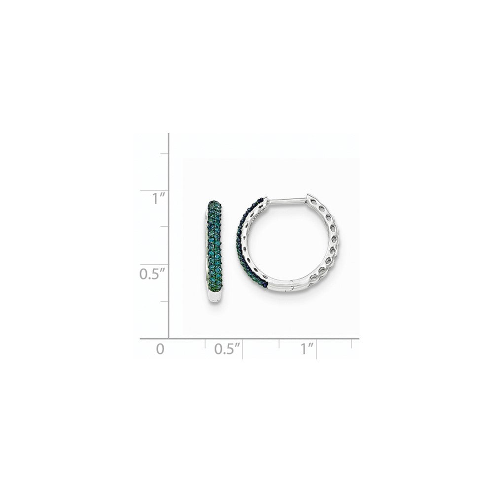 14K Weißgold Creolen mit Scharnier und blauen Diamanten, 2,25 mm
