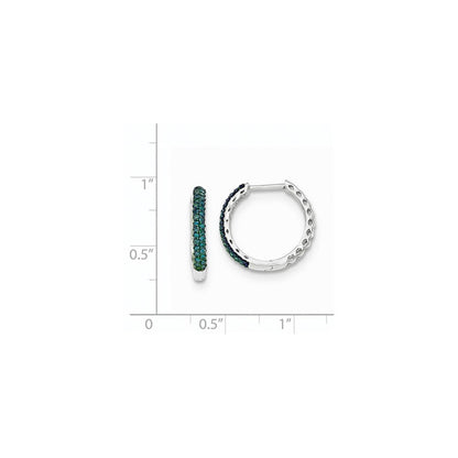 14K Weißgold Creolen mit Scharnier und blauen Diamanten, 2,25 mm