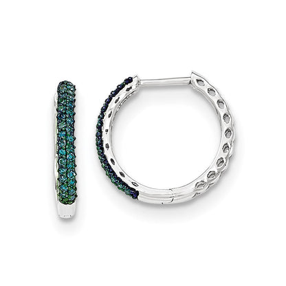 14K Weißgold Creolen mit Scharnier und blauen Diamanten, 2,25 mm