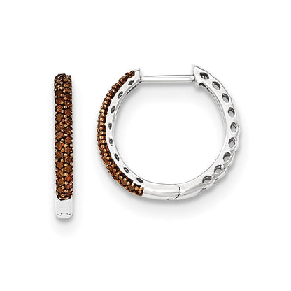 14K Weißgold Rote Echte Diamant 2mm Creolen mit Klappscharnier
