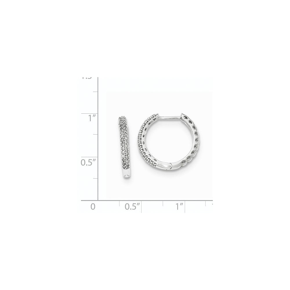 14K Weißgold Creolen mit echten Diamanten, 2 mm, mit Klappscharnier
