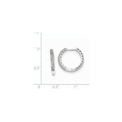 14K Weißgold Creolen mit echten Diamanten, 2 mm, mit Klappscharnier