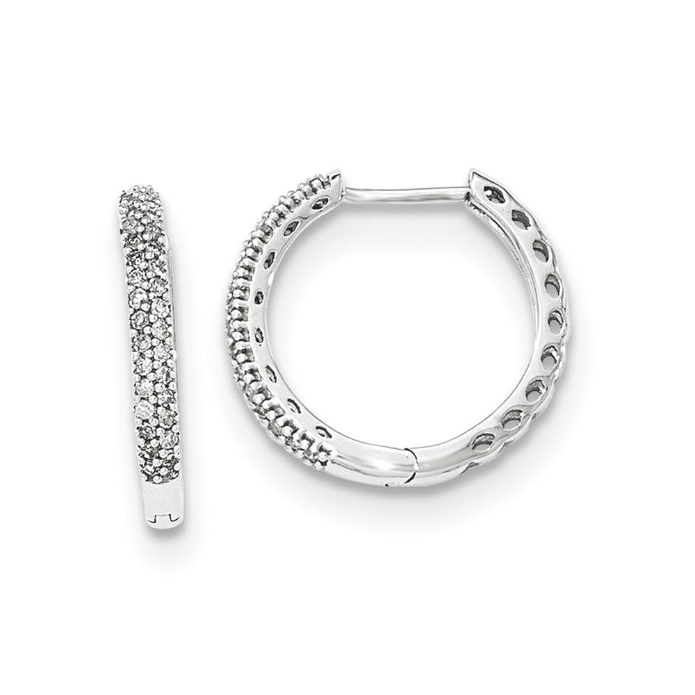 14K Weißgold Creolen mit echten Diamanten, 2 mm, mit Klappscharnier