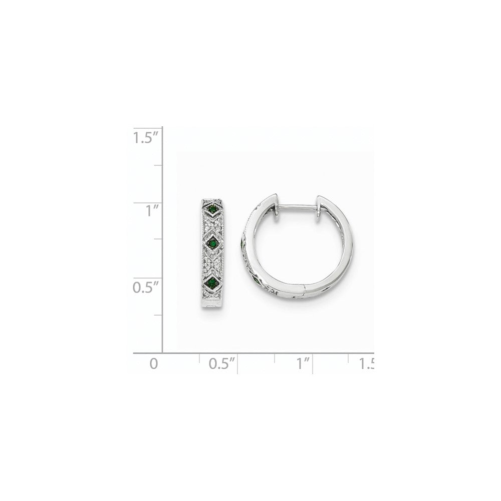 14K Weißgold Creolen mit grünen/weißen echten Diamanten