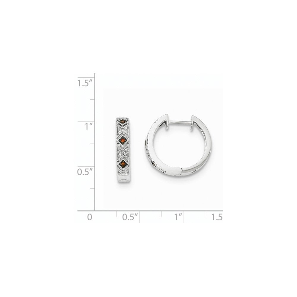 14K Weißgold Creolen mit Klappscharnier, echten roten/weißen Diamanten