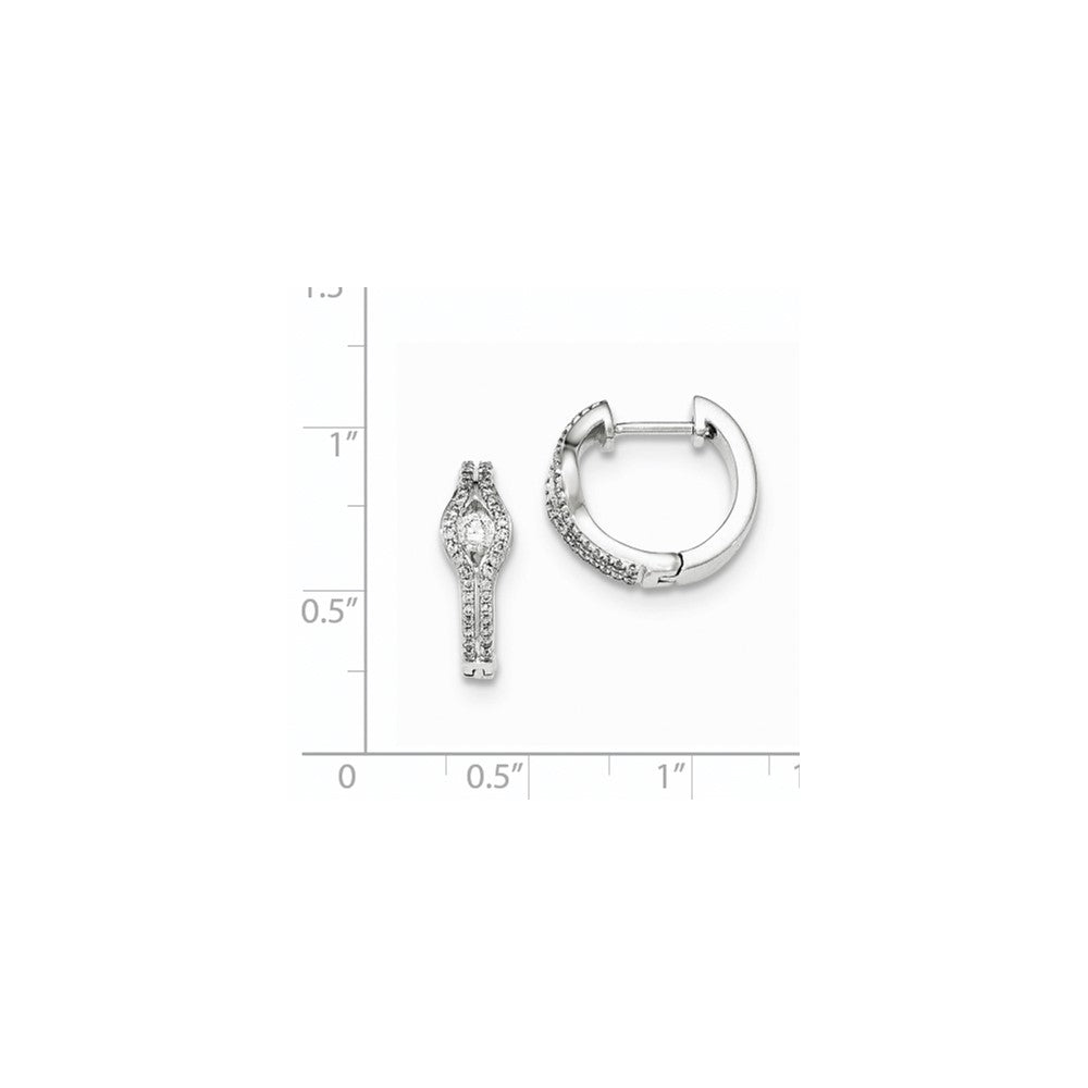 14K Weißgold Diamant-Creolen mit Klappscharnier, poliert, 0,17 ct