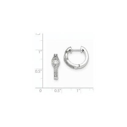 14K Weißgold Diamant-Creolen mit Klappscharnier, poliert, 0,17 ct
