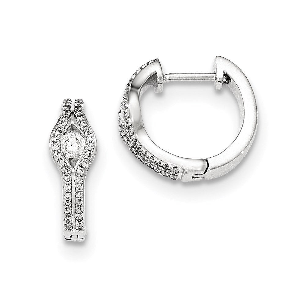 14K Weißgold Diamant-Creolen mit Klappscharnier, poliert, 0,17 ct